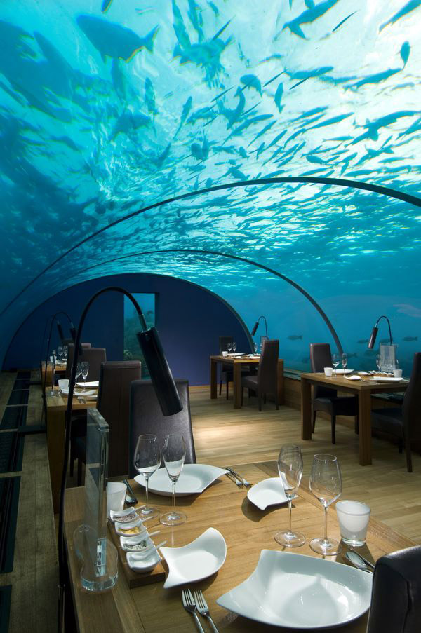 Подводный ресторан Ithaa Undersea restaurant на Мальдивах