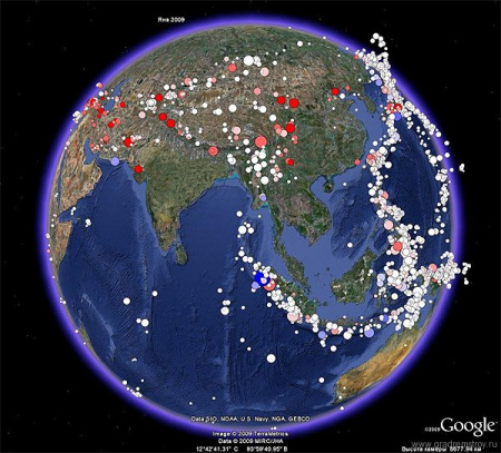 Карта землетрясений